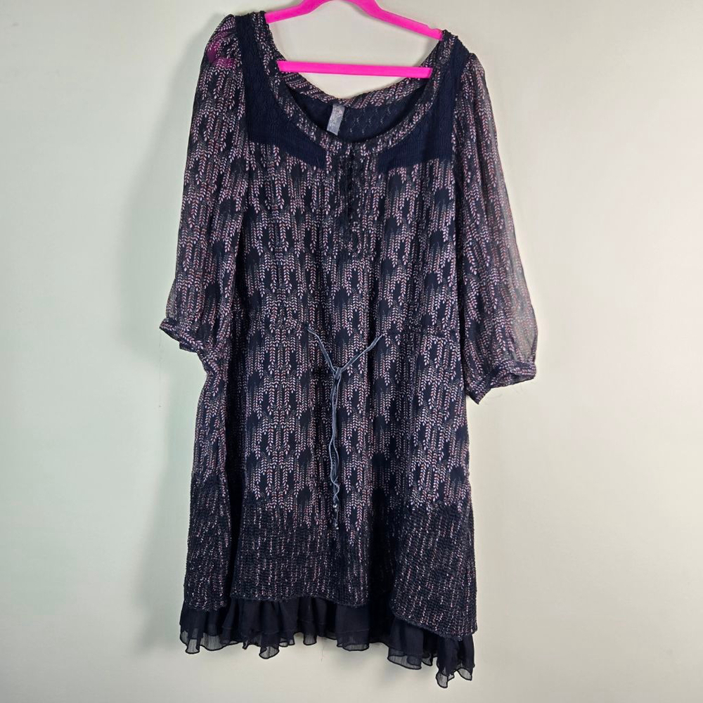 Women's Free People Black Pink Long Sleeve Dress L